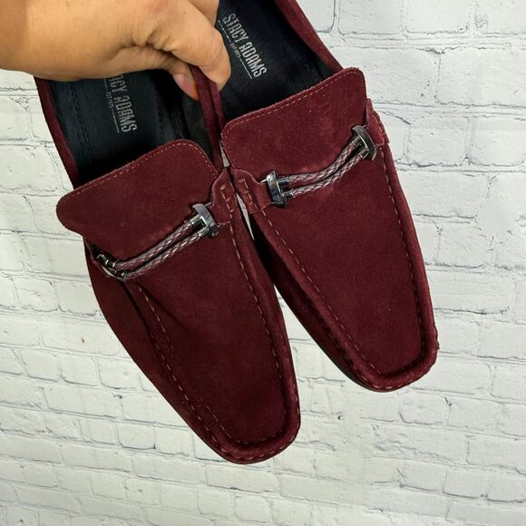 Stacy Adams Velvet Derby Loafer Men Size 11 Slip On Burgundy Dress Church Shoes - Picture 9 of 13